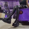 Boots Brand Design Feminino Casas Altas Taxa Boots High Fashion Black Platform Boots Women 2022 G￳tico Cosplay Sapatos Mulher 220903