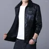 Vestes pour hommes Veste en cuir pour hommes Automne Mode Scorpion Broderie Revers Tendance Zipper PU Manteau Moto Hommes Chaqueta