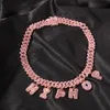 TopBling A-Z Personnalisé Nom Lettres Pendentif Colliers Bracelets 12mm Cubain Lien Chaîne Bracelet Or Rose Plaqué