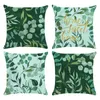 Set di 4 federe per cuscini Spring Er Green Trees Federa per cuscino in lino stampato per esterni Cuscino decorativo morbido per divano letto Living Mxhome Amuvj