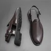 Sandales hommes chaussures respirant Baotou tissage motif PU épissage sangle arrière boucle mode décontracté quotidien AD147