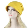 Mütze Winter Warm Turban Frau Herbst Winddicht Baumwolle Lila Beanie Mütze Einfarbig