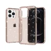 Ultimate Bling Cases Rugged Hybrid TPU PC Glitter Powder Suffs￤ker Clear Armor f￶r iPhone 14 13 12 11 Pro XR XS Max X 8 Plus Samsung S20 S21 Plus S22 Ultra Retail Package