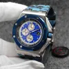 Beroemde mannen roestvrijstalen beweging Diver Sapphire Watch Black Blue Rubber Rose Gold 0aks Sport