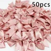 Weihnachtsdekorationen, 50 Stück, rosa Satinband, Schleifen, Dekoration, Pakete, Geschenk, kleine Blumenschleifen für Handwerk, Hochzeit, Schleife, Geburt, DIY, Party-Dekoration