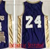 Kolej basketbol giyiyor otantik dikişli retro basketbol formaları #24 #8 Jersey Sarı Siyah Adam S-XXL