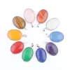 Natural Stone Pendant Oval Bead For Necklace Jewelry Making Rose Quartzs Agates Amethysts Lapis Lazuli BN471