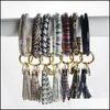 Favore di partito Colori puri Bracciale Portachiavi Pu Braccialetti avvolgenti in pelle Catene Nappa Charms Braccialetti Chiavi Fibbia Nuovo arrivo 9 5Yt L1 D Dhqoe