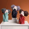 Estatuetas decorativas estátuas de resina de menina nórdica decoração de sala de estar pessoas modelo de decoração de decoração doméstica figuras da família esculturas de mesa de mesa de mesa