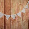Party -Dekoration Spitze Stoff Pennant Vintage Hochzeit Bunting rustikaler Sackleinen Banner Girlanden Vorräte