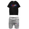 Trapstar conjunto de camisetas e shorts masculino agasalho verão basquete jogging roupas esportivas streetwear Harajuku camiseta terno 220621