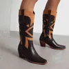 Boots Plus Size 48 New Ladies Mixed Colors Western Cowgirl Boots Fashion Chunky High Heels Boots Women Casual Retro Cowboy Shoes Woman 220903