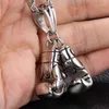 Anhänger Halsketten Fitness Edelstahl Silber Farbe coole Boxhandschuhe Männer Schmuck Halskette mit Twist Link Chain 24 '' Geschenk