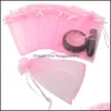 Geschenkverpackung 100pcs 7x9 9x12 10x15 13x18cm rosa Organza Geschenkwacksbeutel Schmuck Verpackung Hochzeitsfeier Dekoration Dable Pou HomeIndustry Dheew