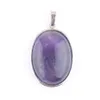 Natural Stone Pendant Oval Bead For Necklace Jewelry Making Rose Quartzs Agates Amethysts Lapis Lazuli BN471