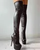 Bottes Plus La Taille 31-46 Dames Sexy Extreme High Fetish Talons Minces Parti Chaussures Femmes Hiver Ajouter Fourrure Plate-Forme Cuissardes Femme 220903