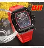 011 A21J Automatyczne męskie zegarek Pvd stalowa obudowa All Black Cheleton Dial Big Date Blue Guma Pasek 8 Style zegarki Pureteme E5