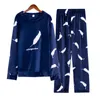Мужская снаряда для сна пижамы Мужская осень и зимняя коралловая флис с длинным рукавом.
