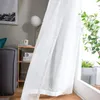 Cortina tule listrado branco para sala de estar Japão estilo linho voile pura janela quarto cozinha cortinas personalizadas
