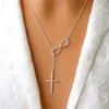 Pendentif Colliers Mode chaîne en acier inoxydable colliers infini charme croix pendentif femmes bijoux en argent collier cadeau 2377
