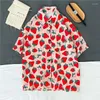 Blusas femininas frutas blusas de morango femme 2022 químicas havaianas casuais casuais adolescentes jovens boho camisa de verão harajuku tops