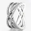 خطوط متلألئة كاملة من CZ Diamond Farmarling Rings أصيلة مجوهرات زفاف فضية