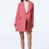 Kobiet Down Parkas Xikom 2021 Autumn Houndstooth Tweed Jacket Wome Pockets Blazer Women Streetwear Slim Tweed Blazer Women T220902