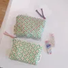 Маленькая цветочная косметическая сумка хлопковая мини -ткань, женщины, путешествуя, макияж, сумка для туалетных принадлежностей, корейская женская маленькая кошелек на молнии