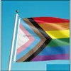 Banner Flags Rainbow Rec Flag Cloth Striped Banner Iridescence Two Copper Rings Corner Flags Outdoor Decor High Quality 12Tk G2 Drop Dhrwu