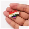 Party Favor Diy Pins Rainbow Heart Shaped Love Fashion Brooch Gold Plated Badge Portable Ornaments Accessories Drop New Arrival 3Fk M Dh3Hc