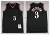 Jerseys de basket-ball cousus Allen 3 Iverson Black Blanc Blue Retro Jersey 1996-97-98 2003-04 Mens Taille XS-XXL