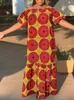 Plus Size Dresses 5XL Women Bohemian Summer Sexy Off Shoulder Party Dress Short Sleeve Kaftan Printed Robe Casual Maxi Sundress