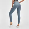 L037 Solid Color Fitness Tights High Rise Yoga Pants have T-line Elastic Leggings Naked Feeling Sweatpants with Waistband Pocket Women Trousers