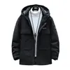 Mens Down Parkas Winter Down Tops Męsak z kapturem swobodny biały kaczka puffer kurtki młodzież męska moda biznes luźne płaszcze odzieży wierzchniej 220902