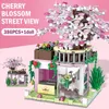 Blocchi Mini Edificio Fiore Fai da te Città Street View Rosa Fiore di ciliegio Negozio Modello 3D Decorazione Giocattolo assemblato per bambini Ragazza Regalo 220902