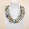 Цепочки 7Strds Natural Round Multi Color Amazonite Torsade Ожерелье вручную для женщин
