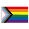 Banner Flags Rainbow Rec Flag Cloth Striped Banner Iridescence Two Copper Rings Corner Flags Outdoor Decor High Quality 12Tk G2 Drop Dhrwu
