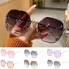 Zonnebrillen 2022 Oversized Frameless Metal Ladies Men Rimless Brown Sun Glazen voor vrouwen Fashion Shades Cutting Liepglas1507360