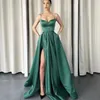 Green Bridesmaid Dresses Wedding Party Guest Gowns A-line Junior Maid of Honor Dress Full Length Side Split223A