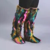 أحذية فوق نساء الركبة الشتاء الأزياء الثلجية دافئة الفرو فور مصمم مزيف فاخر 220903