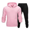 Survêtements pour hommes de haute qualité mode simple hommes automne vêtements de sport à capuche 2 pièces ensemble sweat-shirt en laine et pantalons de survêtement