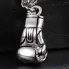 Anhänger Halsketten Fitness Edelstahl Silber Farbe coole Boxhandschuhe Männer Schmuck Halskette mit Twist Link Chain 24 '' Geschenk