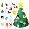 Décorations de Noël OurWarm 3D DIY Arbre en feutre pour tout-petits avec bonhomme de neige Santa Clause Ornements Cadeaux pour enfants Jouets Année Décoration de fête de Noël