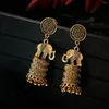 Dangle Earrings Retro Ethnic Style Oxidized Jewellery Color Afghan Long Tassel Bead Drop Flower Peacock Jhumka Wedding Jewelry