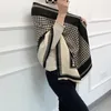 Autumn Winter Imitation Cashmere Scarf Cape AMICE WRAP TIPPET Women Elegant Houndstooth Letter Print Scarves All-Match tjock varm sjal lång pashmina echarpe