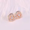Rose Gold Vintage Circle Stud Earrings 925 Sterling Silver Women Wedding Jewelry For pandora CZ diamond round Earring with Original Box