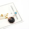 Collane con ciondolo 1 pezzo Pietra naturale Agate nere Ciondolo a forma rotonda Per collana Orecchini Creazione di gioielli Artigianato da donna Formato regalo 28x60mm