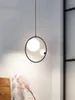 Pendelleuchten Nordic Schwarz Eisen Ring Lichter Schlafzimmer Moderne Luxus Lange Linie Glas Bar Küche Wohnzimmer Hängende Deko Beleuchtung