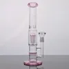 Pink Thick Glass Hookahs Arm Tree Perc Bongs Water Pipe Bubbler with Honeycomb Recycler Smoking Oil Dab Rig with 18 mm Joint