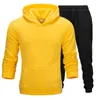 Survêtements pour hommes de haute qualité mode simple hommes automne vêtements de sport à capuche 2 pièces ensemble sweat-shirt en laine et pantalons de survêtement